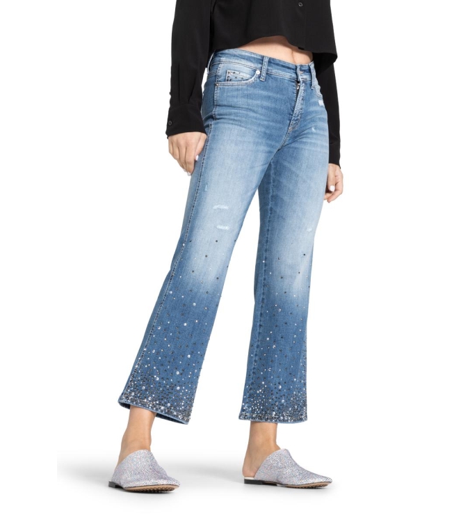 Cambio Francesca strass schmucker 5160 Cozy modern distressed blue denim