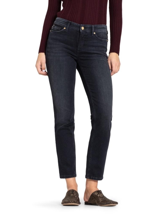 Cambio Piper cropped shadow effect 5324 Dark cozy well worn black denim