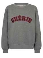 Freequent Embroidery pullover Med.grey mel w. port royale