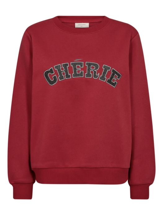 Freequent Embroidery pullover Chili pepper w. dark grey