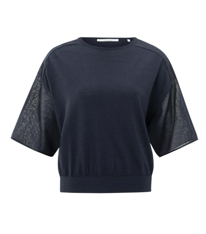 Yaya Boatneck sweater with transpar 94010 Total eclipse blue