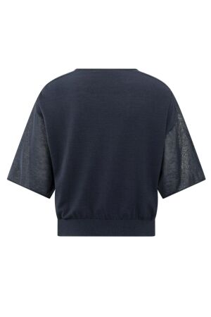 Yaya Boatneck sweater with transpar 94010 Total eclipse blue