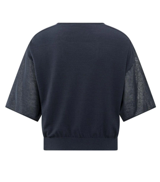 Yaya Boatneck sweater with transpar 94010 Total eclipse blue