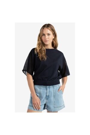 Yaya Boatneck sweater with transpar 94010 Total eclipse blue