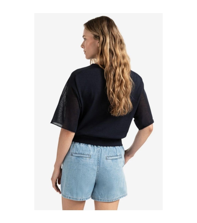Yaya Boatneck sweater with transpar 94010 Total eclipse blue