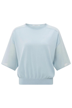 Yaya Boatneck sweater with transpar 99992 Baby blue