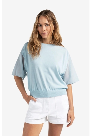 Yaya Boatneck sweater with transpar 99992 Baby blue