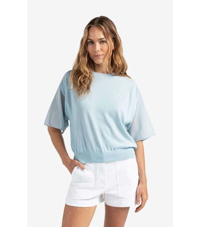 Yaya Boatneck sweater with transpar 99992 Baby blue