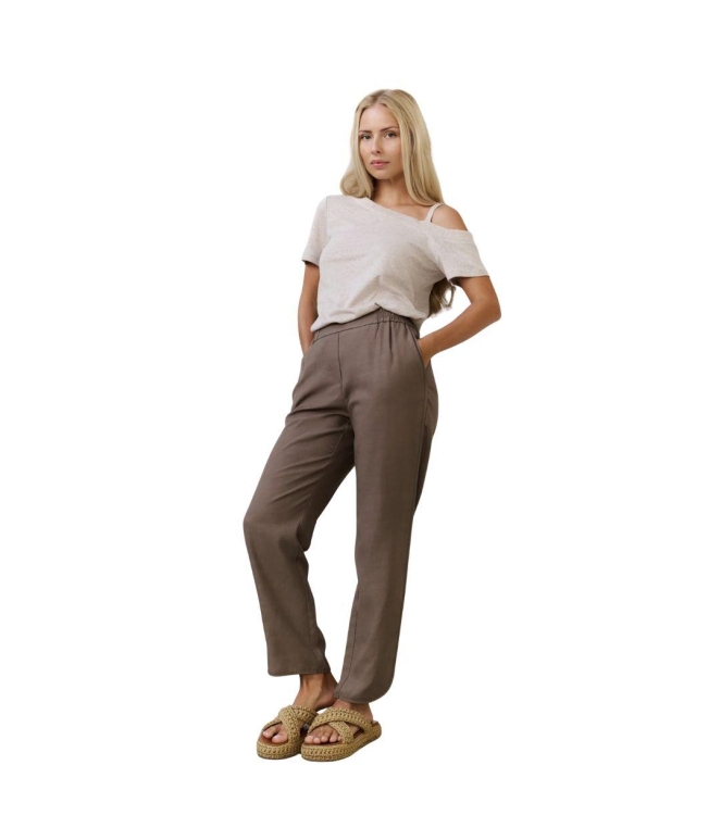 Yaya Woven trousers with curved hem