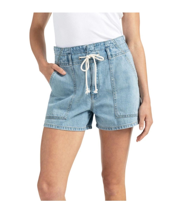 Yaya Denim shorts with drawstring 01111 Blue denim
