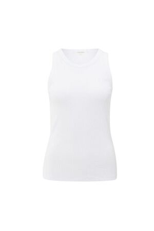 Yaya Ribbed singlet with back print 00000 Pure white