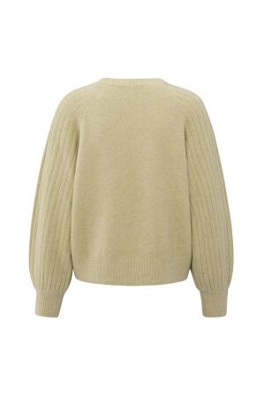 Yaya Rib mixed sweater ls 505222 Pale olive green mel
