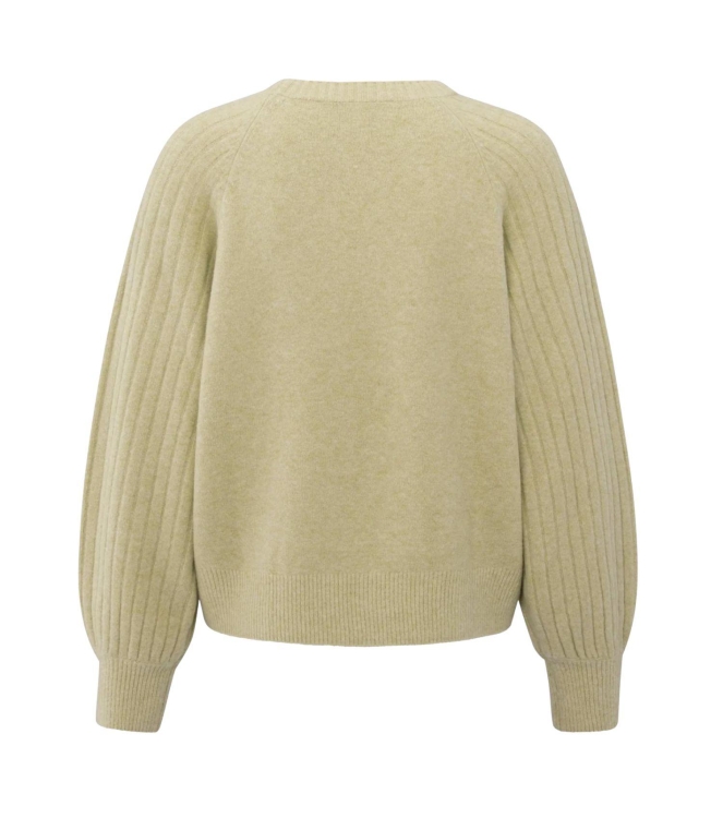 Yaya Rib mixed sweater ls 505222 Pale olive green mel