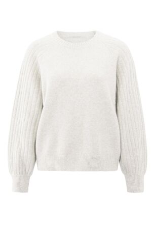 Yaya Rib mixed sweater ls 990142 Off white mel