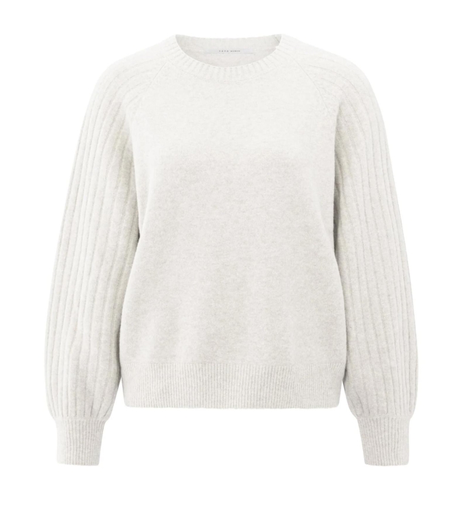 Yaya Rib mixed sweater ls 990142 Off white mel