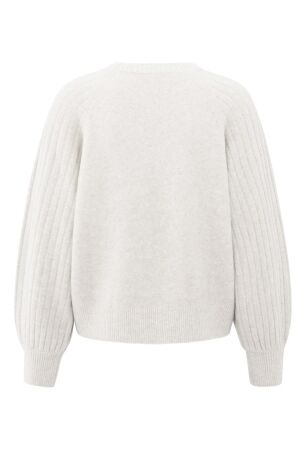Yaya Rib mixed sweater ls 990142 Off white mel