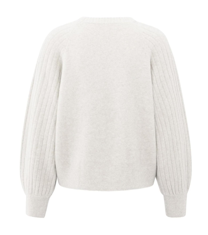 Yaya Rib mixed sweater ls 990142 Off white mel