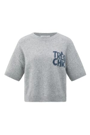 Yaya Short sleeve sweater with artw 990011 Light grey 