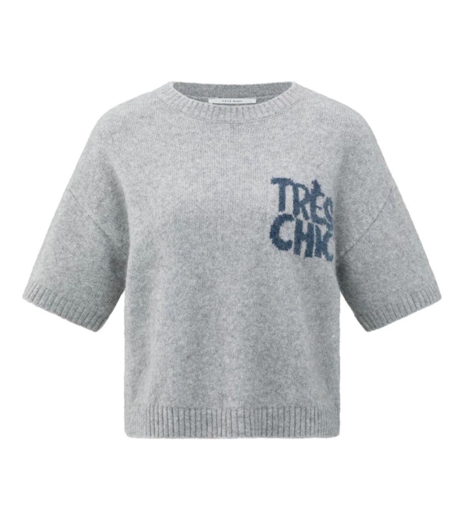 Yaya Short sleeve sweater with artw 990011 Light grey 