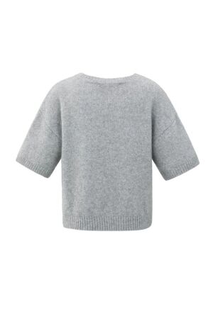 Yaya Short sleeve sweater with artw 990011 Light grey 