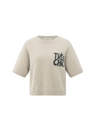 Yaya Short sleeve sweater with artw 99019 Beige mel