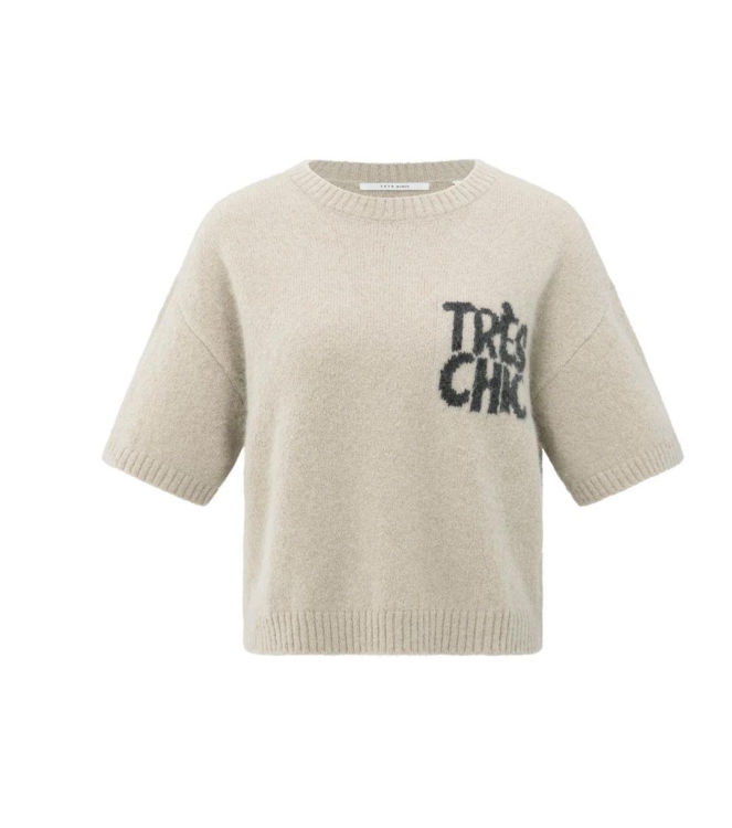 Yaya Short sleeve sweater with artw 99019 Beige mel