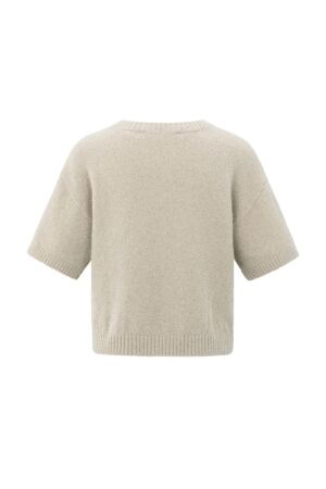 Yaya Short sleeve sweater with artw 99019 Beige mel