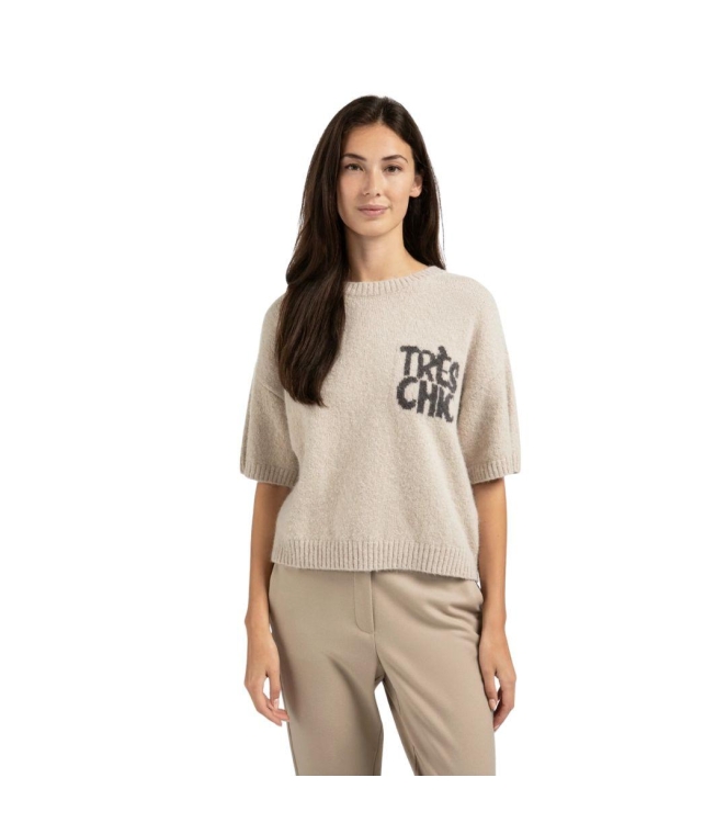 Yaya Short sleeve sweater with artw 99019 Beige mel