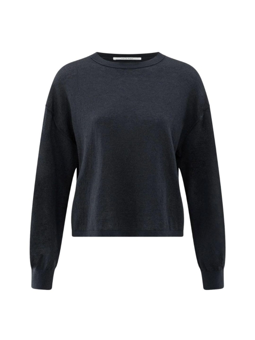 Yaya Textured round neck sweater ls 94016 Inkwell blue