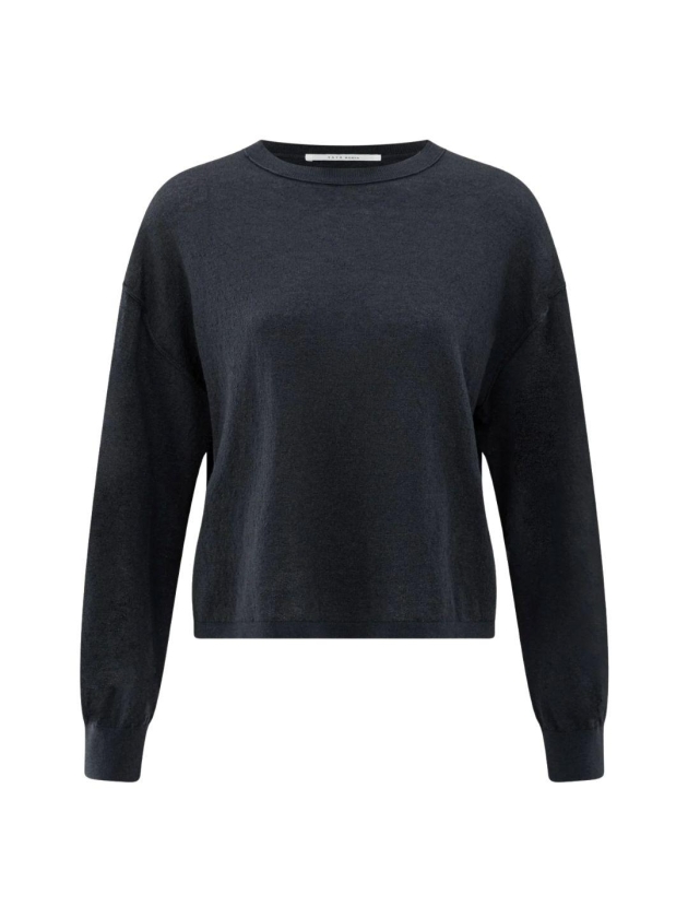 Yaya Textured round neck sweater ls 94016 Inkwell blue