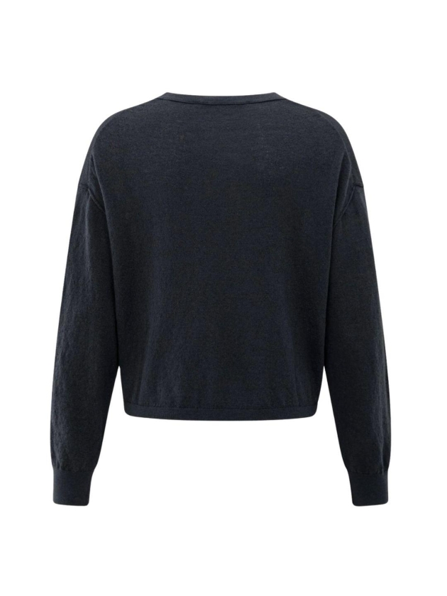 Yaya Textured round neck sweater ls 94016 Inkwell blue