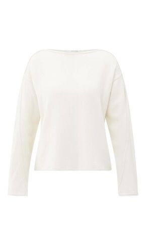 Yaya Boatneck sweater with fringes 99015 Off white