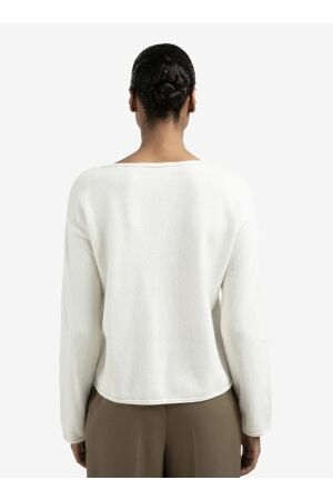 Yaya Boatneck sweater with fringes 99015 Off white