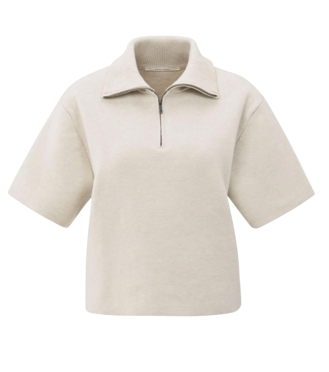 Yaya Short sleeve sweater with coll 99005 Chalk white