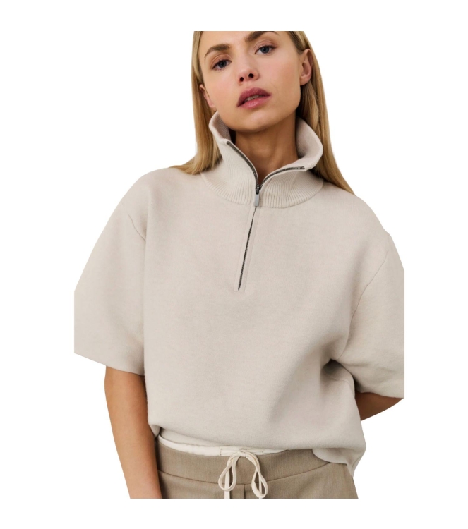 Yaya Short sleeve sweater with coll 99005 Chalk white