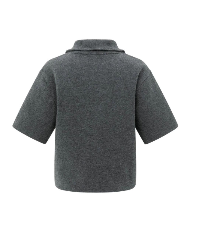 Yaya Short sleeve sweater with coll 99020 Anthracite mel