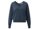 Yaya Double v-neck sweater with but 839182 China blue melange