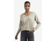 Yaya Double v-neck sweater with but 990182 Brownish grey melange
