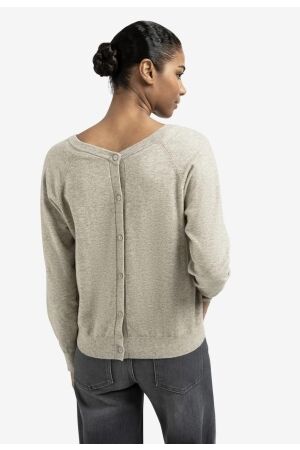 Yaya Double v-neck sweater with but 990182 Brownish grey melange