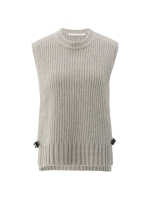 Yaya Rib stitch spencer with detail 990182 Brownish grey melange