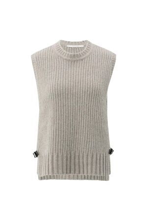 Yaya Rib stitch spencer with detail 990182 Brownish grey melange