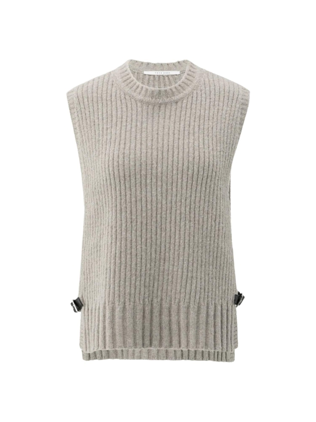 Yaya Rib stitch spencer with detail 990182 Brownish grey melange