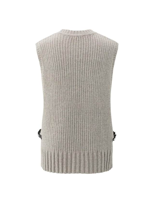 Yaya Rib stitch spencer with detail 990182 Brownish grey melange