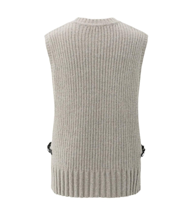 Yaya Rib stitch spencer with detail 990182 Brownish grey melange