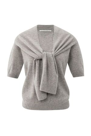 Yaya Short sleeve sweater with fake 99018 Brownish grey mel