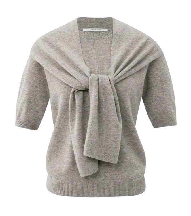 Yaya Short sleeve sweater with fake 99018 Brownish grey mel