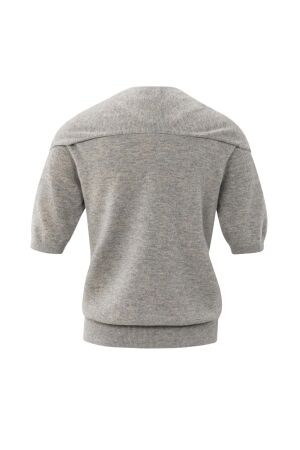 Yaya Short sleeve sweater with fake 99018 Brownish grey mel