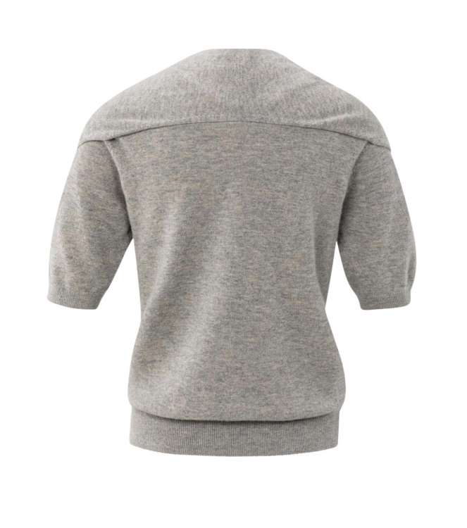 Yaya Short sleeve sweater with fake 99018 Brownish grey mel