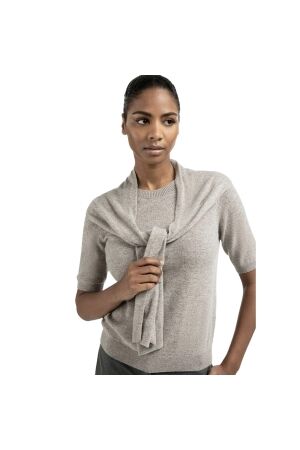 Yaya Short sleeve sweater with fake 99018 Brownish grey mel