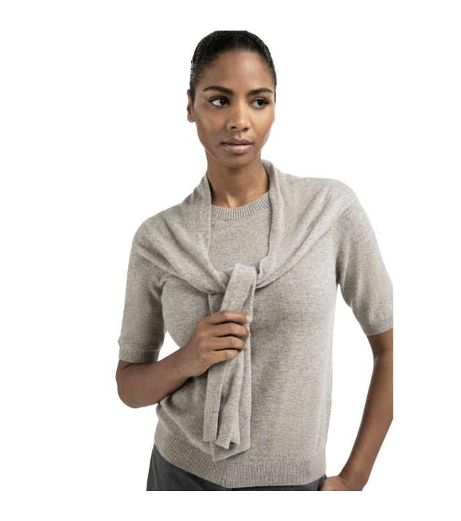 Yaya Short sleeve sweater with fake 99018 Brownish grey mel